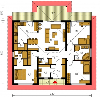Spiegelverkehrter Entwurf | Grundriss des Erdgeschosses - BUNGALOW 193